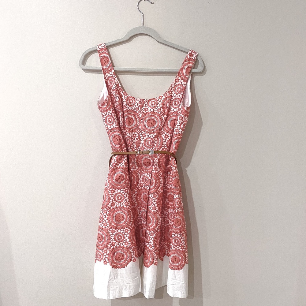 New Nine West Pink and White Floral A Line Sleeveless Dress
